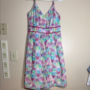 Floral Spaghetti-Strap Summer Dress in Pink & Teal
